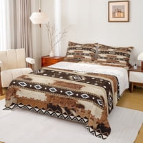 Castle Fairy Boys Girls Animal Cow Print 4 Pieces Queen Sheet Sets,Western Tribal Aztec Ultra Soft Flat Sheet,Rustic Farmhouse Animal Queen Fitted Sheet,Lightweight Room Decor