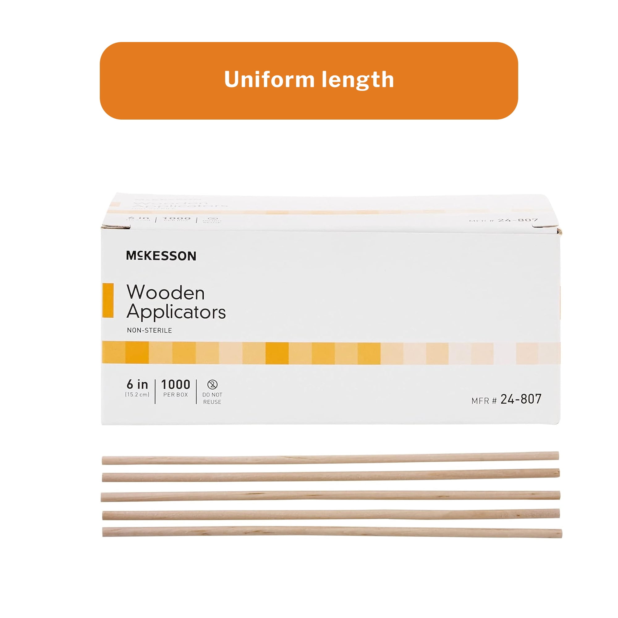 McKesson Wooden Applicator Sticks, Non-Sterile - Single Use, 6 in Long, 1000 Count, 20 Packs, 20000 Total