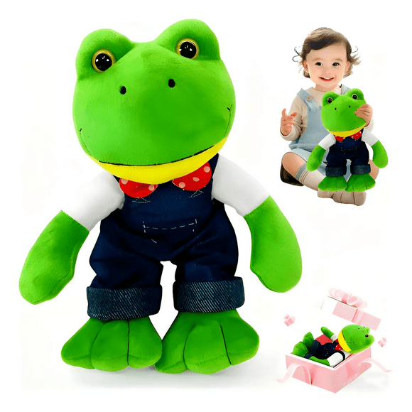Peluche Rana Rene 30cm Ranita Con Overol Xtellar verde