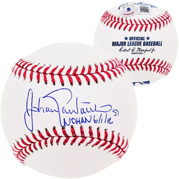 Johan Santana Autographed Official MLB Baseball New York Mets "Nohan 6/1/12" Beckett BAS Witness 210999