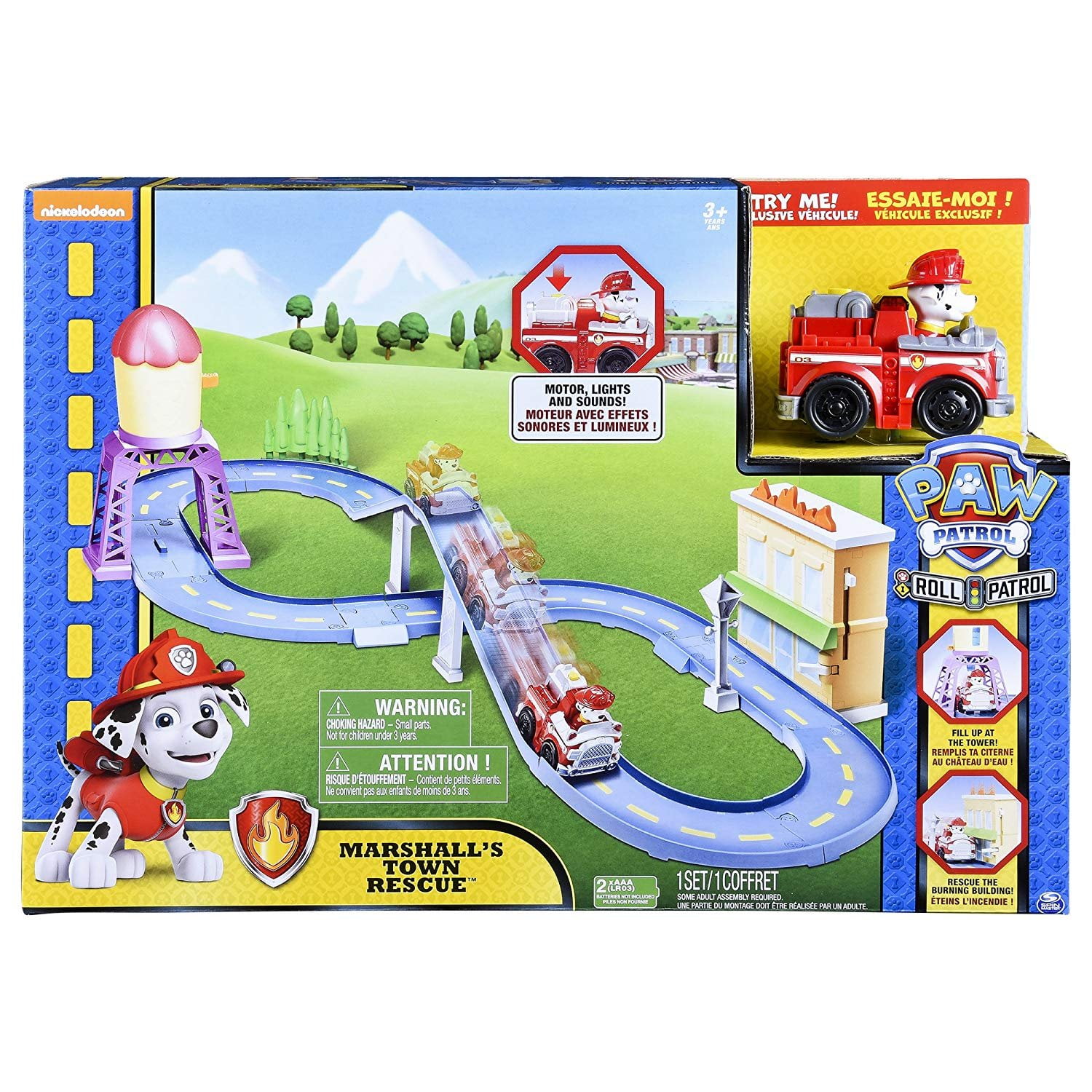 Paw Patrol Roll Patrol Marshalls Town Rescue Track Set with Exclusive Motorized Vehicle with Lights and Sounds