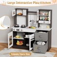 thumbnail image 5 of Pirecart Kids Play Kitchen for Girls Boys, Wooden Chef Pretend Kitchen Playset with Real Lights & Sounds, Ideal Birthday/Holiday Gifts, Brown, 5 of 9
