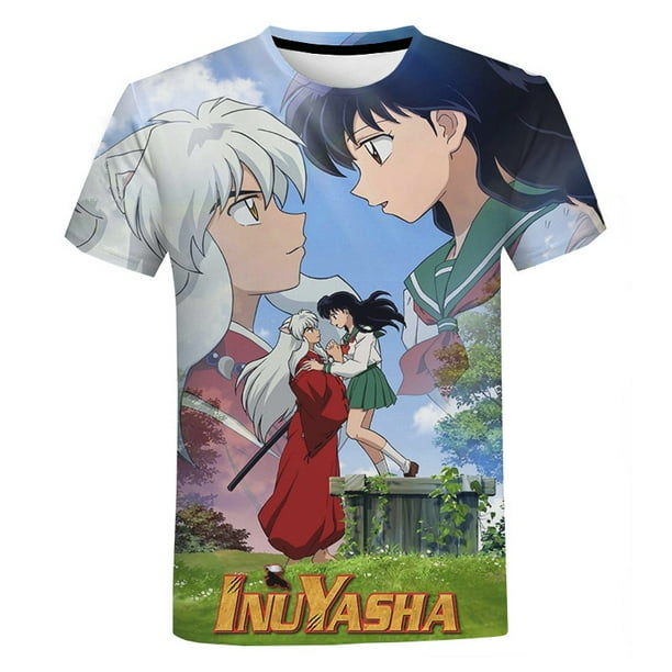 Camiseta Anime Primavera Verano Inuyasha Impreso 3D Hombres Mujeres Oversize Casual Streetwear Hip Hop Moda Unisex