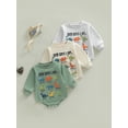 thumbnail image 3 of BemeyourBBs Infant Baby Boy God Says I Am Dinosaur Outfit Bubble Rompers Sweatshirt Long Sleeve Crew Neck Cute Fall Winter Spring Jumpsuit Christian Baby Clothes, 3 of 9