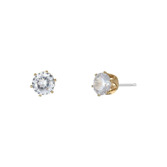 Time and Tru Goldtone Round CZ Stud Earrings, 1 Pair