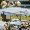 thumbnail image 6 of Ktaxon Portable Folding Table Fish Fillet Hunting Cleaning Cutting Camping Picnic with Sink Faucet, Gray, 6 of 9