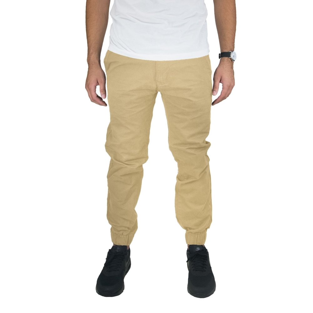 mens khaki joggers with belt loops