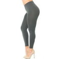 thumbnail image 2 of Premium Nylon Spandex Solid Basic Leggings - Plus Size - 1XL 2XL 3XL Charcoal One Size Plus, 2 of 2