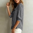 thumbnail image 4 of Siminsem Womens Doll Collar Striped Mid Sleeve T Shirt Loose Fit Casual Summer Blouses 2026 Trendy Spring Lightweight Work Tops Dressy Vacation Outfits, Black, 4XL, 4 of 5