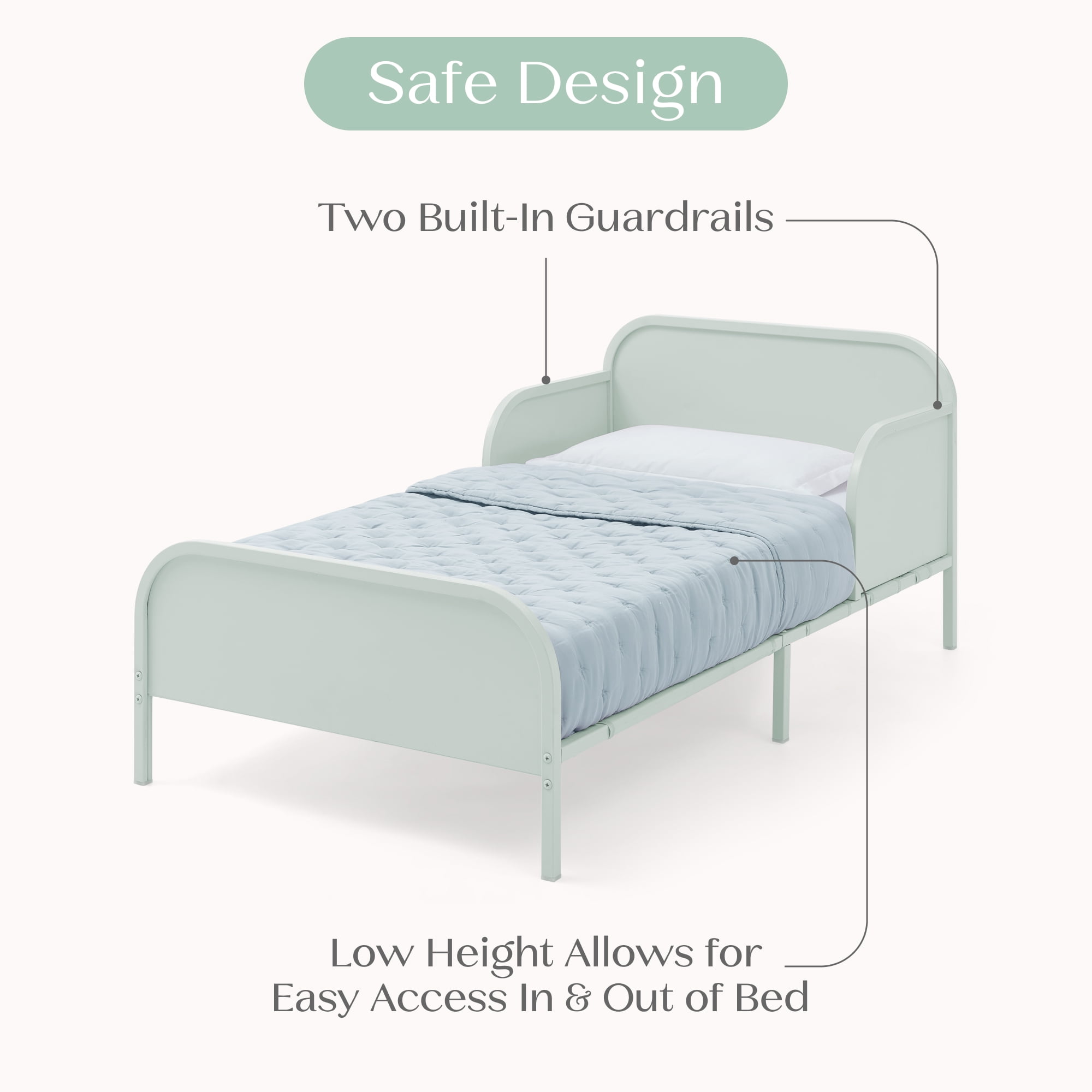 Delta Children Magic Magnet Toddler Bed with Customizable Magnets & Built-In Book Storage, Sage