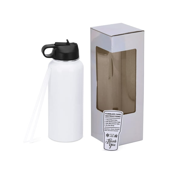Makerflo 32 oz White Stainless Steel Hydro Powder Coated Tumbler (25 Pack) Ideal for DIY Crafts -Laser Engraving