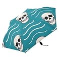 thumbnail image 3 of ALAZA Skull in Wave UPF 50+ Compact Folding Umbrella for Rain Travel Umbrella Packable, 3 of 8