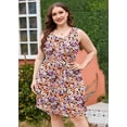 thumbnail image 2 of SHOWMALL Women's Plus Size Midi Dress Summer Numerous Flowers 5X Casual Sleeveless Scoop Neck Flowy Pleated knee-length Sun Beach Boho Elegant Girls Babydoll Swing Dresses with Pockets, 2 of 10