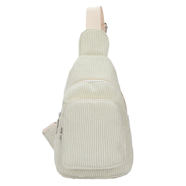 Bolso Hombro Informal Pana Color Sólido para Mujer Bolso Pecho Suave para El (beige)