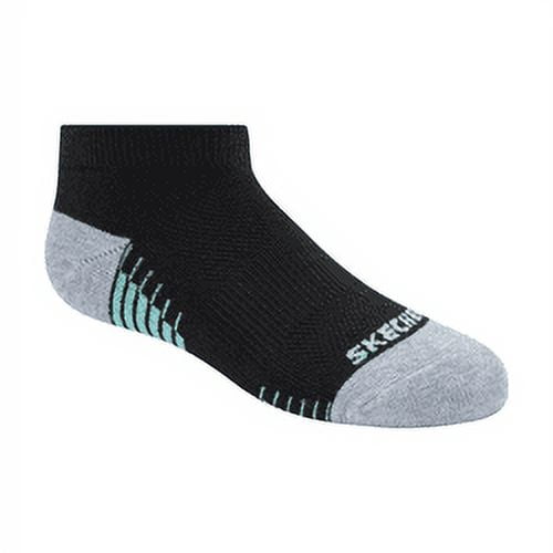 Skechers Kids Girls' 6 Pack 1/2 Terry Low Cut Socks, White/Grey, 7-8.5