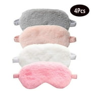 Sleep Masks ,4 Pack Plush Eye Mask Soft Satin Night Eyeshade Cover for Women Men Sleep Travel (Solid, Fresh Colors)