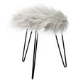 thumbnail image 3 of BirdRock Home Round Faux Fur Foot Stool Ottoman - Grey with Black Legs - Soft Compact Padded Vanity Seat - Bedroom Kids Room Chair - Hair Pin Metal Legs - Fluffy Makeup Seat, 3 of 3
