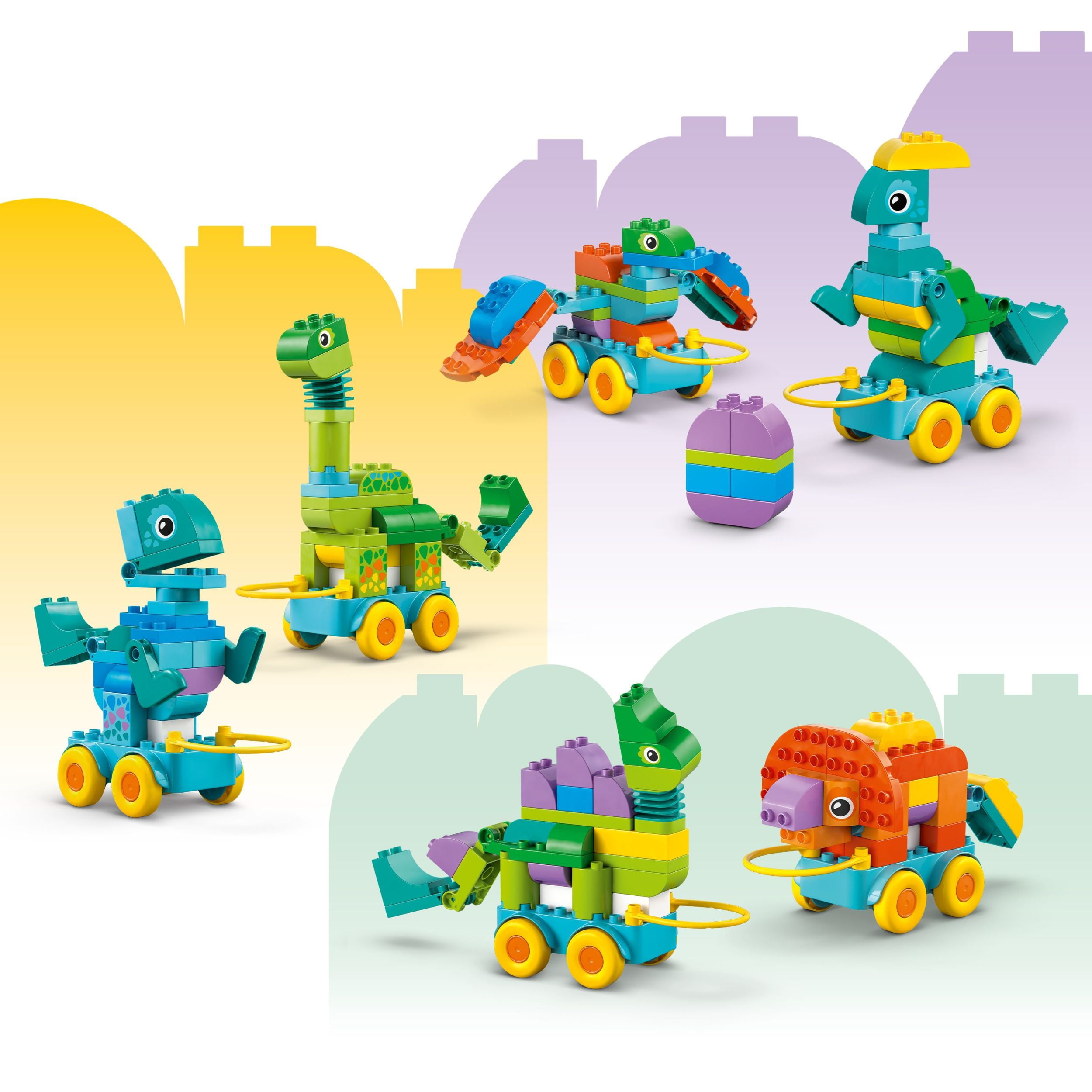 LEGO DUPLO Town 3 in 1 Dinosaurs on Wheels Learning Toy for Toddler Boys & Girls, Ages 3+ - Building & Education Play Set Teaches Problem-Solving Skills Through Play - Preschool Gift Idea - 10451