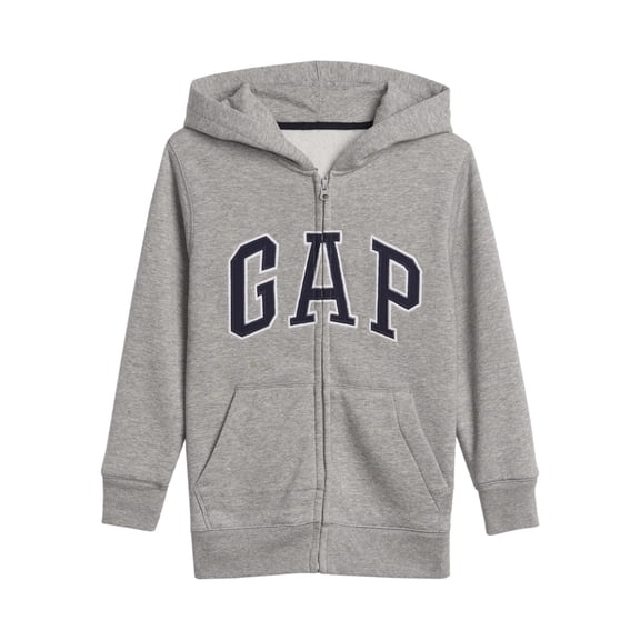 Sudadera con Capucha para Niños GAP Logo con Cierre Gris Claro Jaspeado M