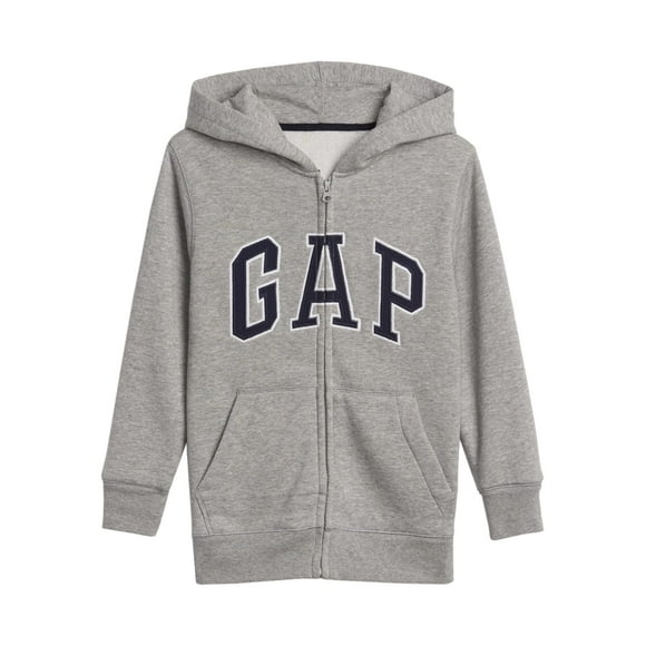 Sudadera con Capucha para Niños GAP Logo con Cierre Gris Claro Jaspeado M