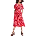 thumbnail image 1 of Kensie Womens Floral Print Pintucked Flounce Dress, ltpasred, 10, 1 of 1