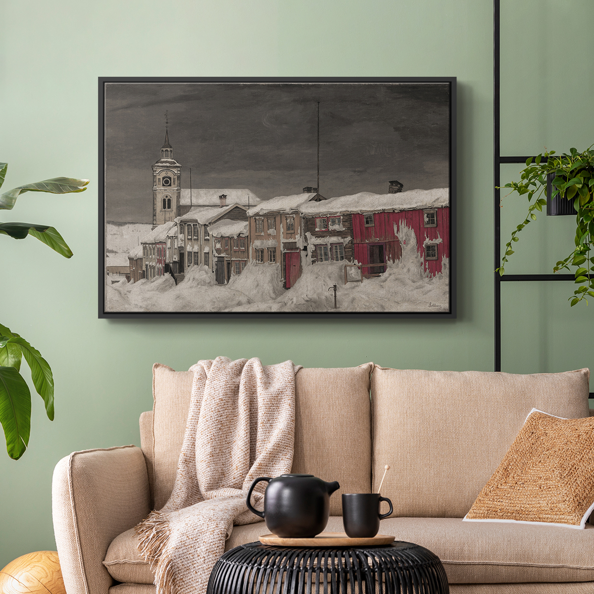 Vintage Botanical Print-XCVI By Wexford Home Framed in Black Wood Gallery Wrapped Canvas 25 in. x 37 in.