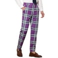thumbnail image 4 of INSPIRE CHIC Men's Business Plaid Lightweight Regular Fit Flat Front Checked Pants 28 Purple, 4 of 7