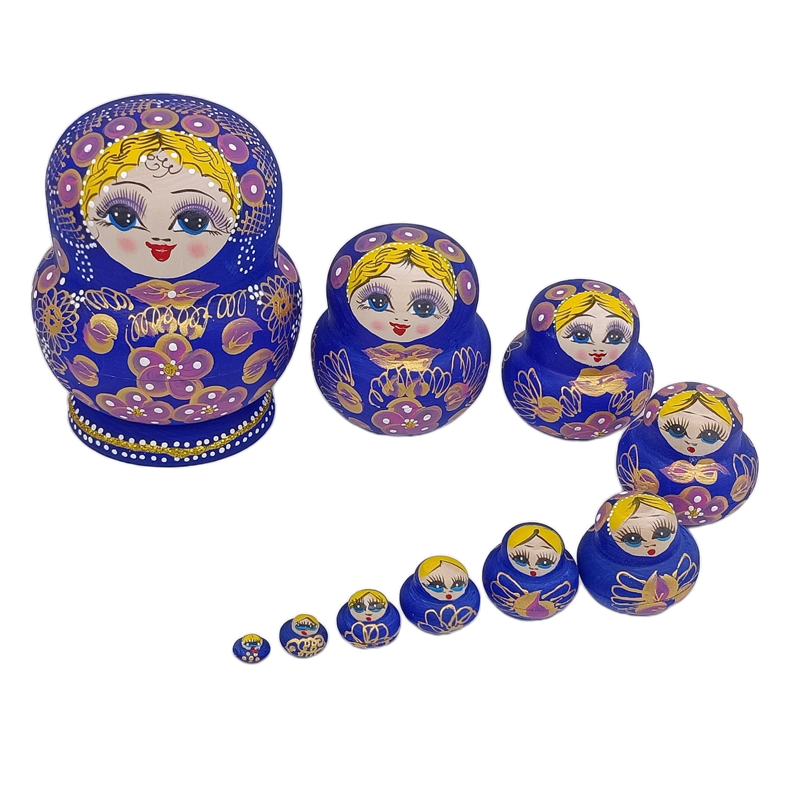 5 pcs Matryoshka Wooden Russian Fairy Painted Nesting Dolls Babushka Gifts D 