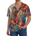thumbnail image 1 of Fotbe Butterflies On Rocky Cliff Camisa Estampada de Manga Corta para Hombre, Casual de Verano, Estilo Playero, Sin Arrugas-Medium, 1 of 5