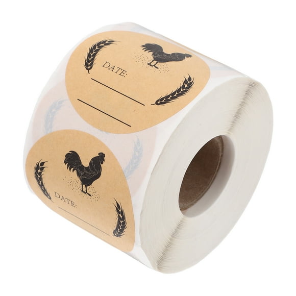 SHISUYAN 1 Roll Round Kraft Paper Labels for Chicken Egg Cartons Self Adhesive Write On Labels Fresh Egg Stickers for Farm Kitchen Packaging