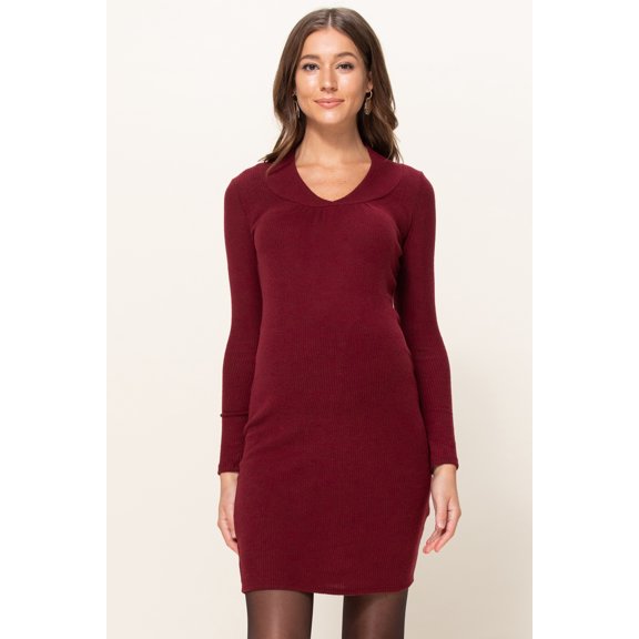 Long sleeve Maternity Sweater Knit Ribbed Dress