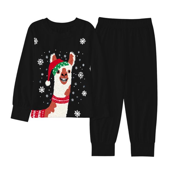 Bainana Unisex Kids Christmas Pajamas Animals Print Long Sleeve T-Shirt Pants Sleepwear Boys And Girls Daily Casual Outfit Set, Size 2-3 Years