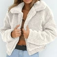 thumbnail image 6 of clear 50% off Usmixi 2023 Winter Womens Plush Coat Faux Fur Coat for Women Winter Warm Thickened Cozy Fuzzy Fleece Cropped Coat Casual Solid Lapel Zip up Long Sleeve Fluffy Furry Outwear Up to 65% off, 6 of 7
