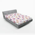thumbnail image 2 of Ambesonne Floral Fitted Sheet, Simple Flowers Romance Print, Queen Size, Pink Pale Yellow and Blue, 2 of 5