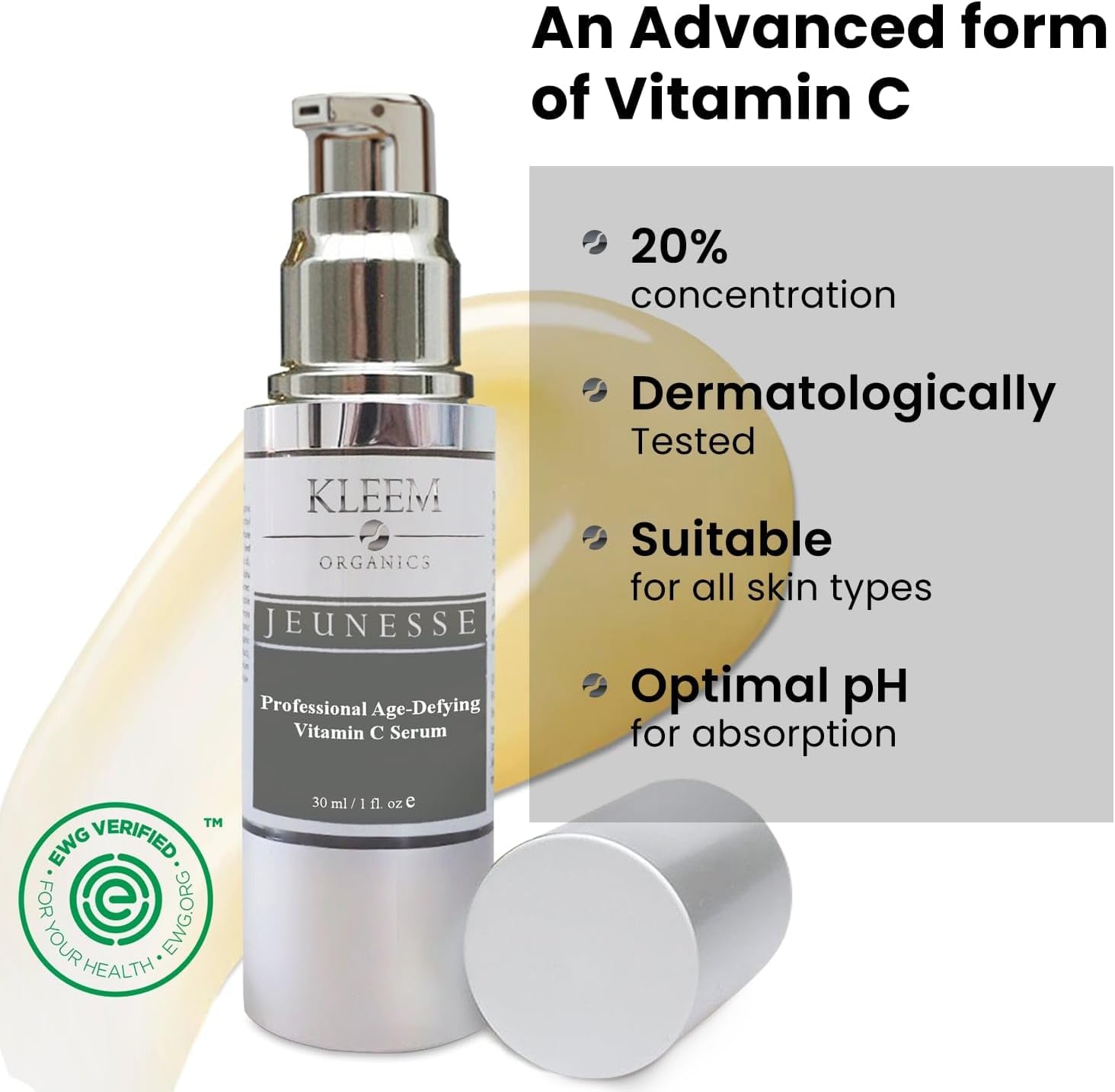 Kleem Organics Vitamin C Serum with Hyaluronic Acid, 1 oz photo 7