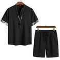 thumbnail image 2 of PEASKJP Men's 2 Piece Tracksuit Sets Graphic Short Sleeve Round Neck Tee and Drawstring Pockets Shorts Set,Black M, 2 of 3