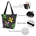 thumbnail image 6 of Gaeub Mardi Gras Carnival4 Printed Tote Bag Grocery Bag Reusable Shoulder Bag with Zip for School Kitchen Park DIY, 6 of 9