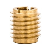 Knife Thread Insert, #10-32 Int Thrd Sz, 1/2 in L, 29/64 in Dia., Brass, Plain, 25 PK