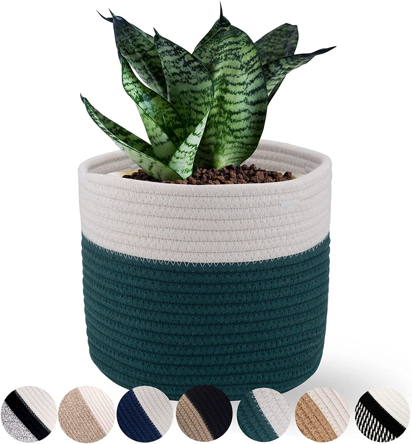 Modern Woven Cotton Rope Plant Basket for 8inch Flower Pot, Small