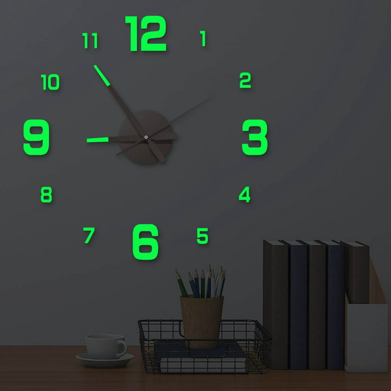 3D Wall Clock Luminous Frameless Wall Clocks Wall Stickers Silent Clock for  Home