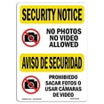 thumbnail image 1 of SignMission OS-SN-D-35-L-11618 OSHA Security Notice Sign - No Photos or Video Bilingual, 1 of 1