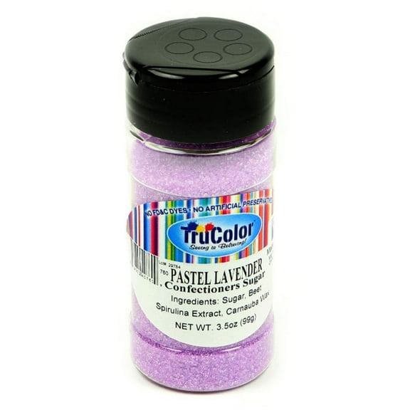 Trucolor Natural Color Confectioners Sanding Sugar Fine Crystals - 3.5 Ounce Pastel Lavender