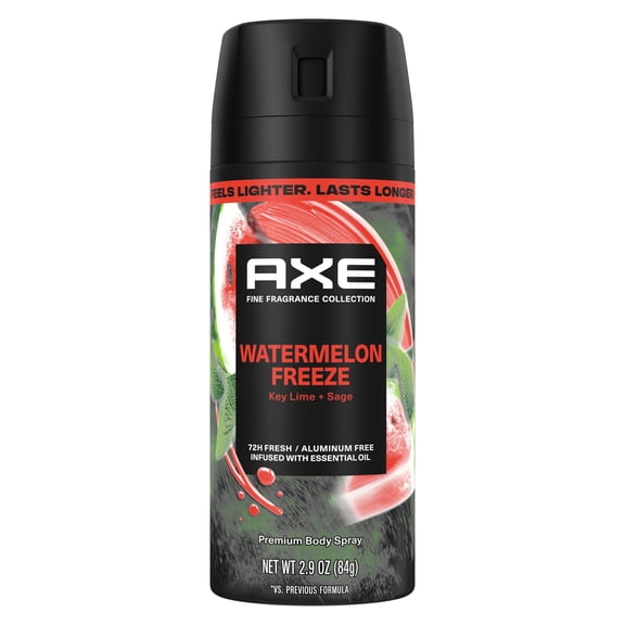 AXE Fine Fragrance Collection Body Spray 72 Hour Freshness Watermelon Freeze Aluminum Free, 2.9 oz