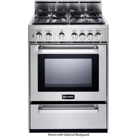 VEFSGG244NSS 24 Freestanding Gas Range with 4 Sealed Burners 3.0 cu. ft. Capacity Broiler Pan Storage Drawer and Electronic Ignition in Stainless Steel