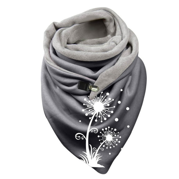 Yuanlong Winter Scarves Double-Layer Triangle Buckle Dandelion Graphic Thickened Scarf Daily Outdoor Fashion Neck Gaiter