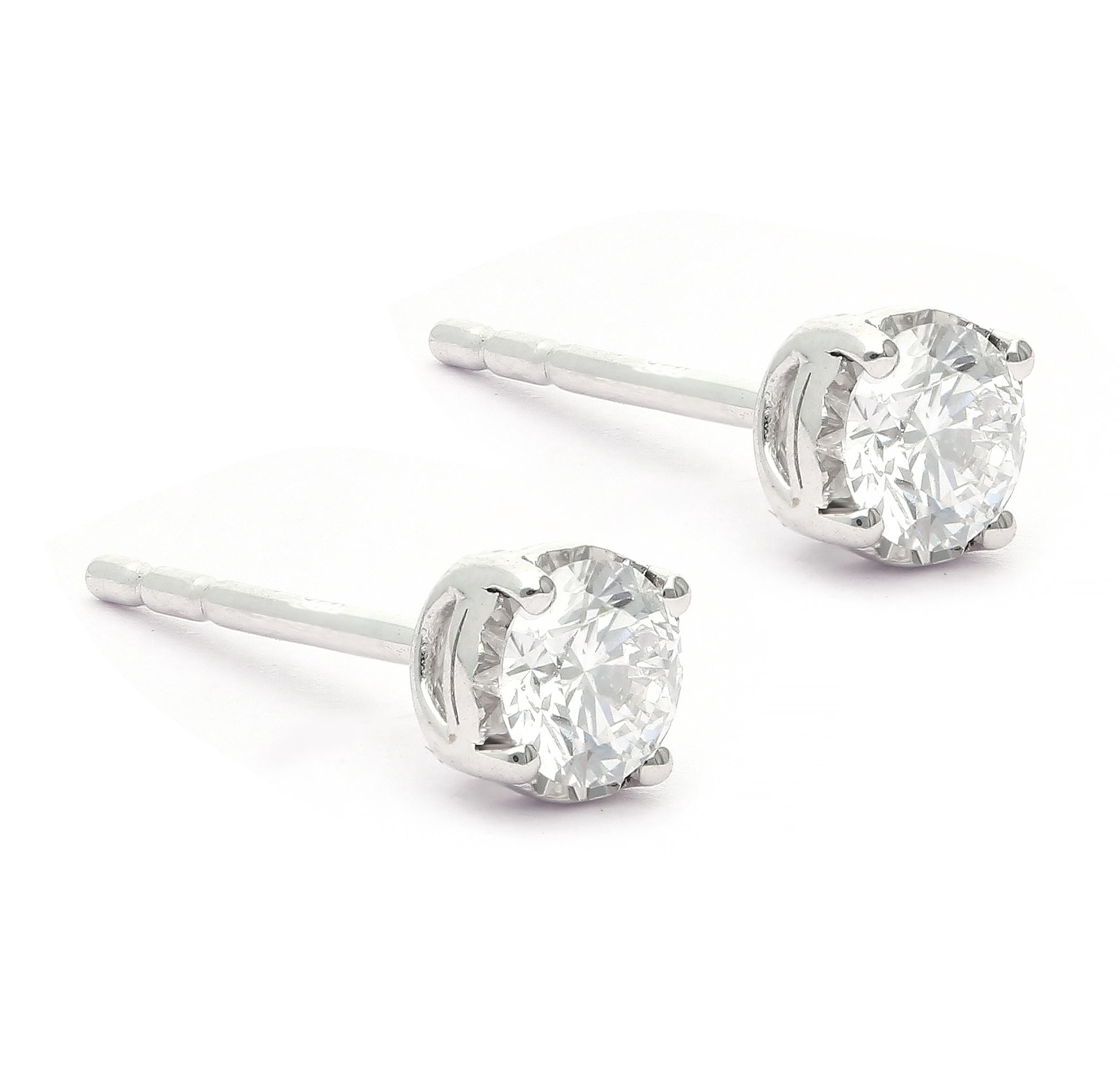 Brilliance Fine Jewelry 1/2 Carat Lab Grown Diamond Solitaire Stud Earring in Sterling Silver (HIJ, SI-I1)