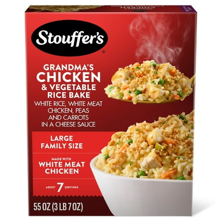 Stouffer’s Grandma’s Chicken and Vegetable Rice Bake, Easy Large Family Size Frozen Meals 55 oz