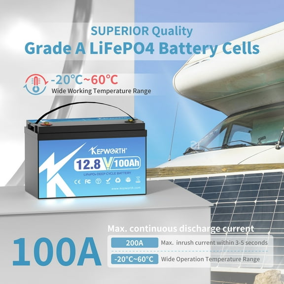 12V 100AH Lithium Battery LiFePO4 BMS Deep Cycle 10-Year Life Boat Home Energy