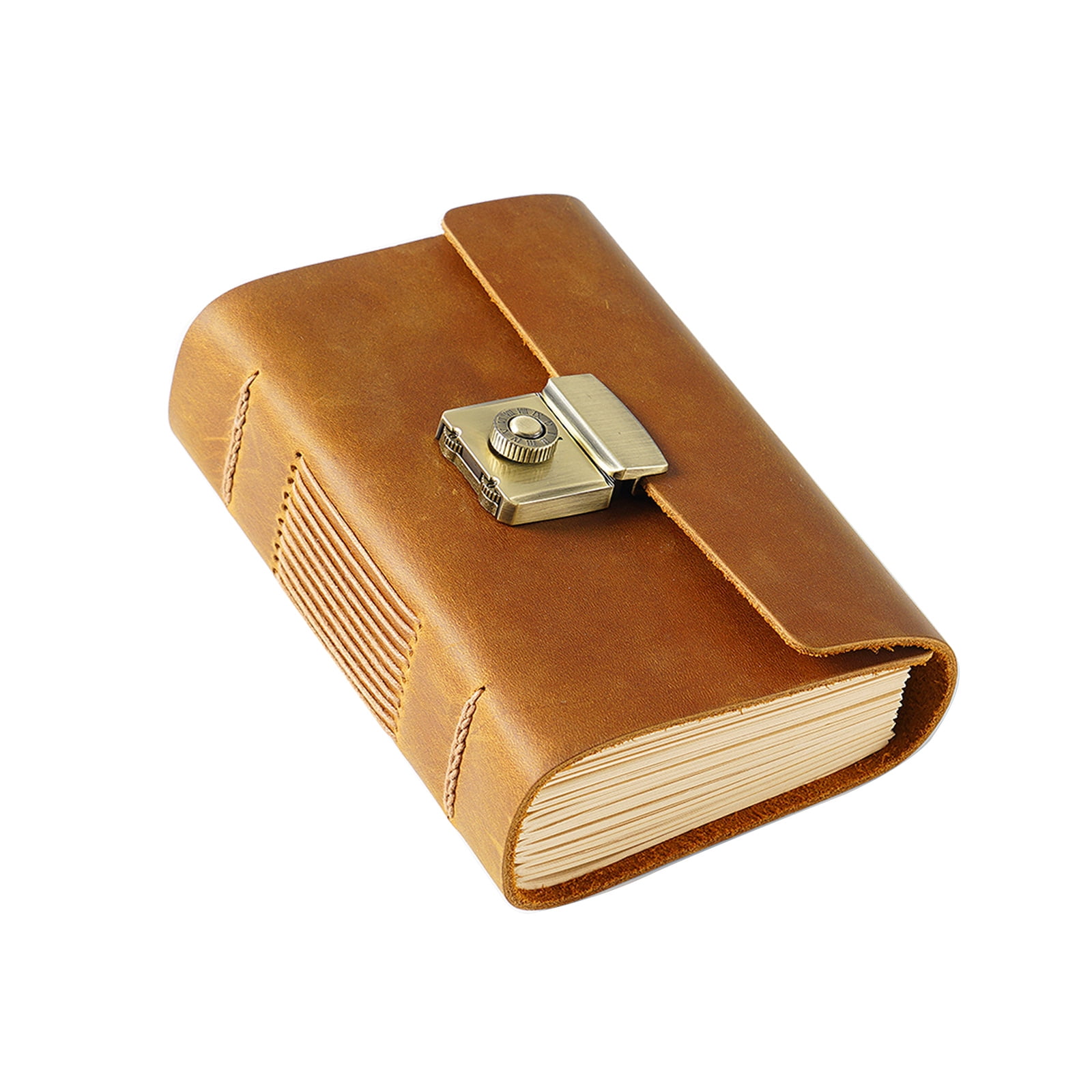 Yokua Vintage Scrapbook Leather Journal Notepad Planner Notebook with Password Lock