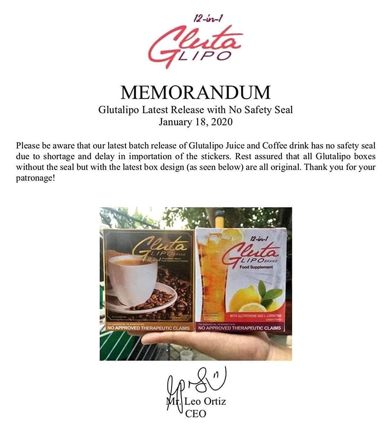 12 in 1 Gluta Lipo Juice 12-in-1 (20 Sachets)